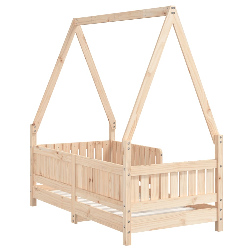 Solid Pine Kids Bed Frame 70x140 cm - Natural Wood Finish