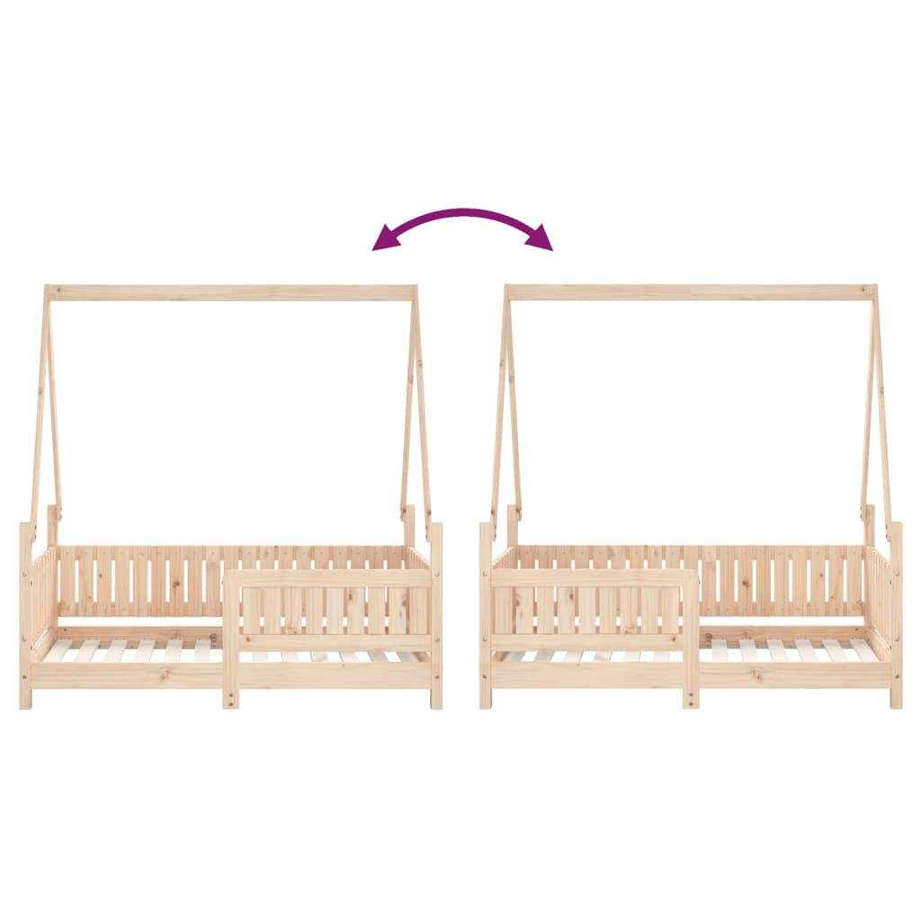 Solid Pine Kids Bed Frame 70x140 cm - Natural Wood Finish