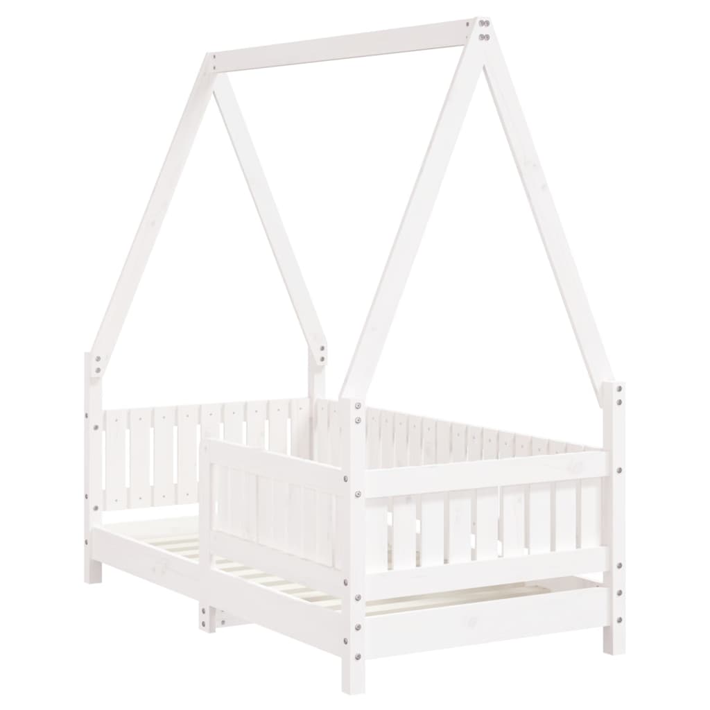 White Solid Pine Kids Bed Frame 70x140 cm - Durable & Stylish