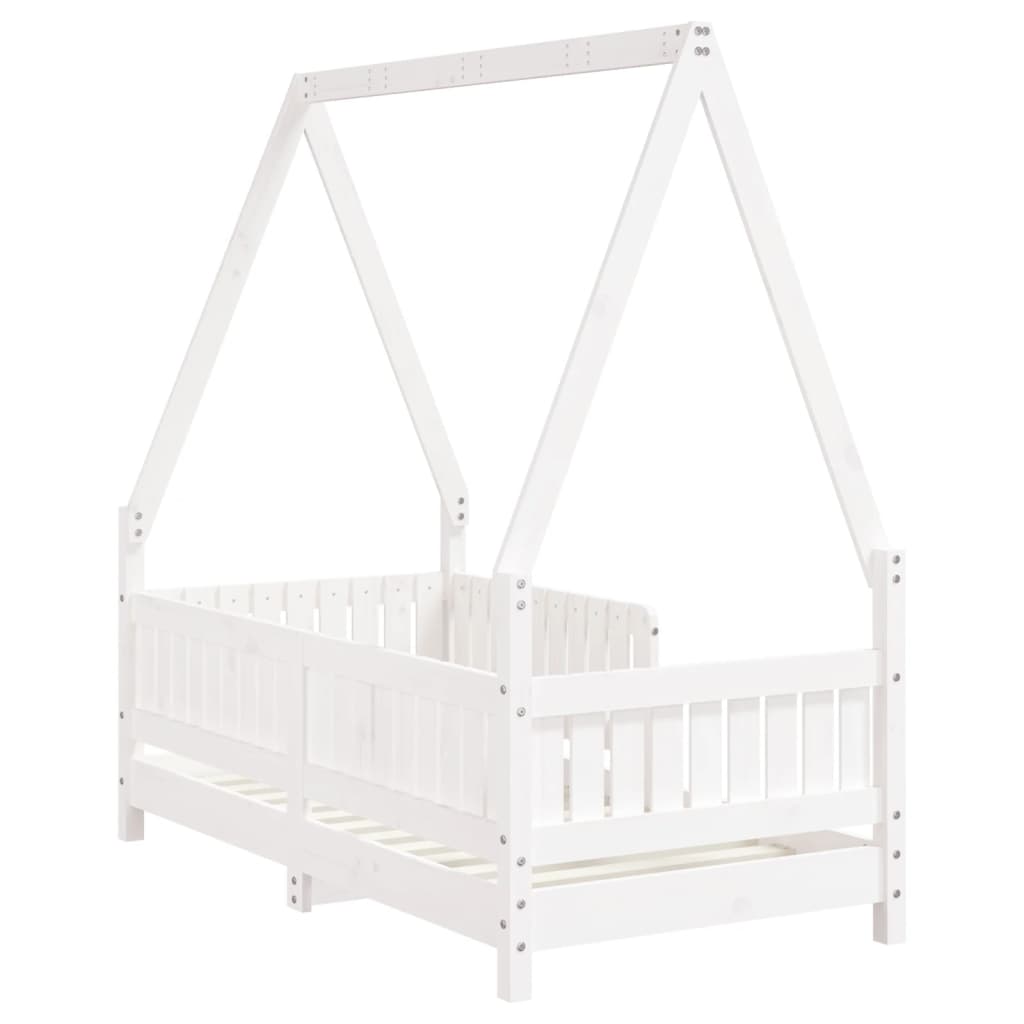 White Solid Pine Kids Bed Frame 70x140 cm - Durable & Stylish