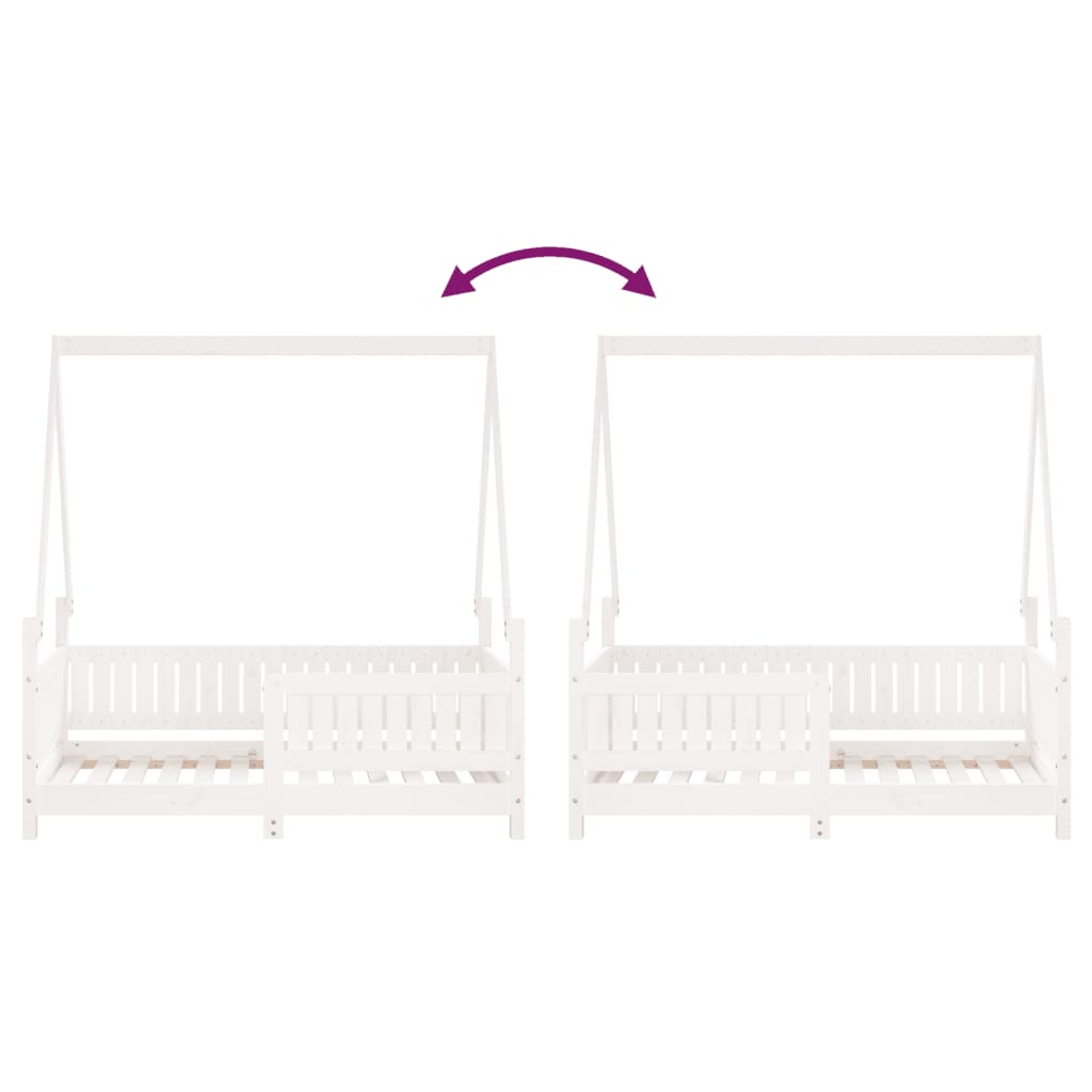 White Solid Pine Kids Bed Frame 70x140 cm - Durable & Stylish