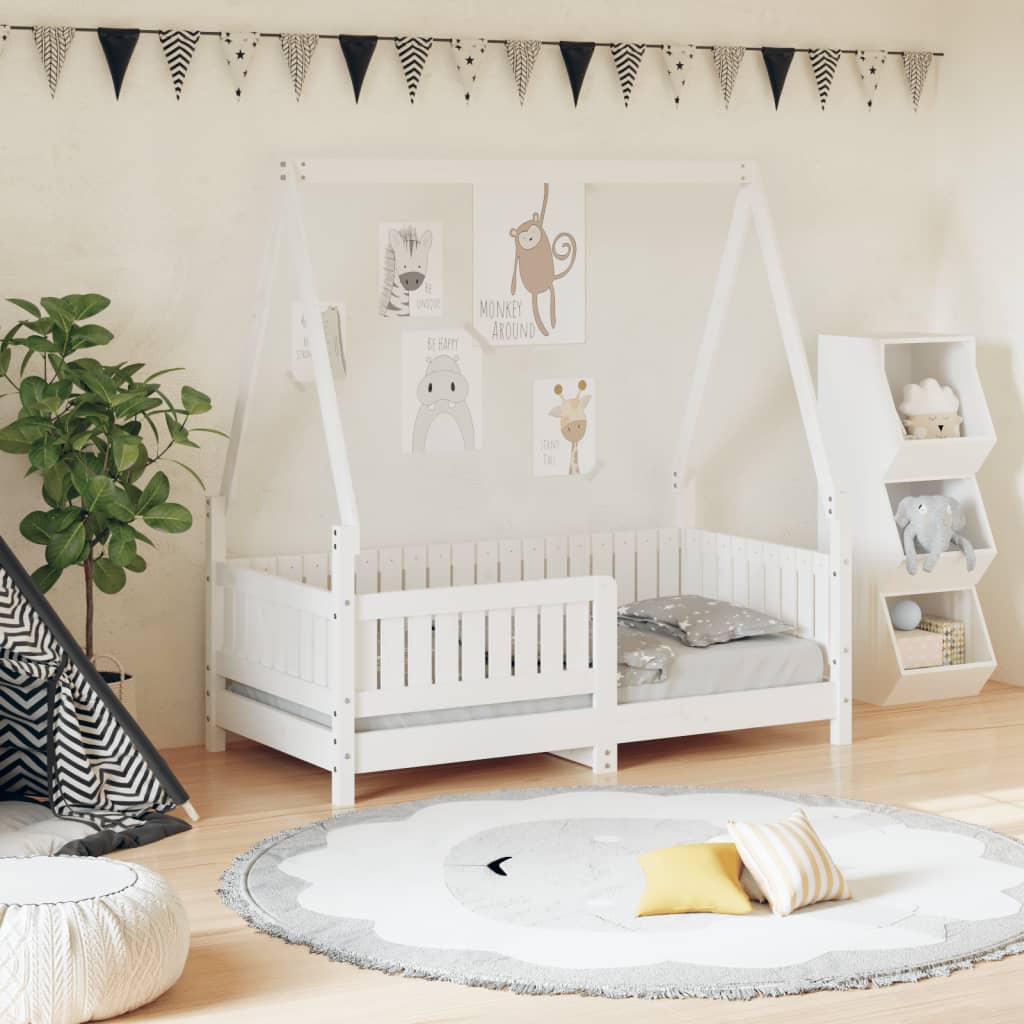 White Solid Pine Kids Bed Frame 70x140 cm - Durable & Stylish