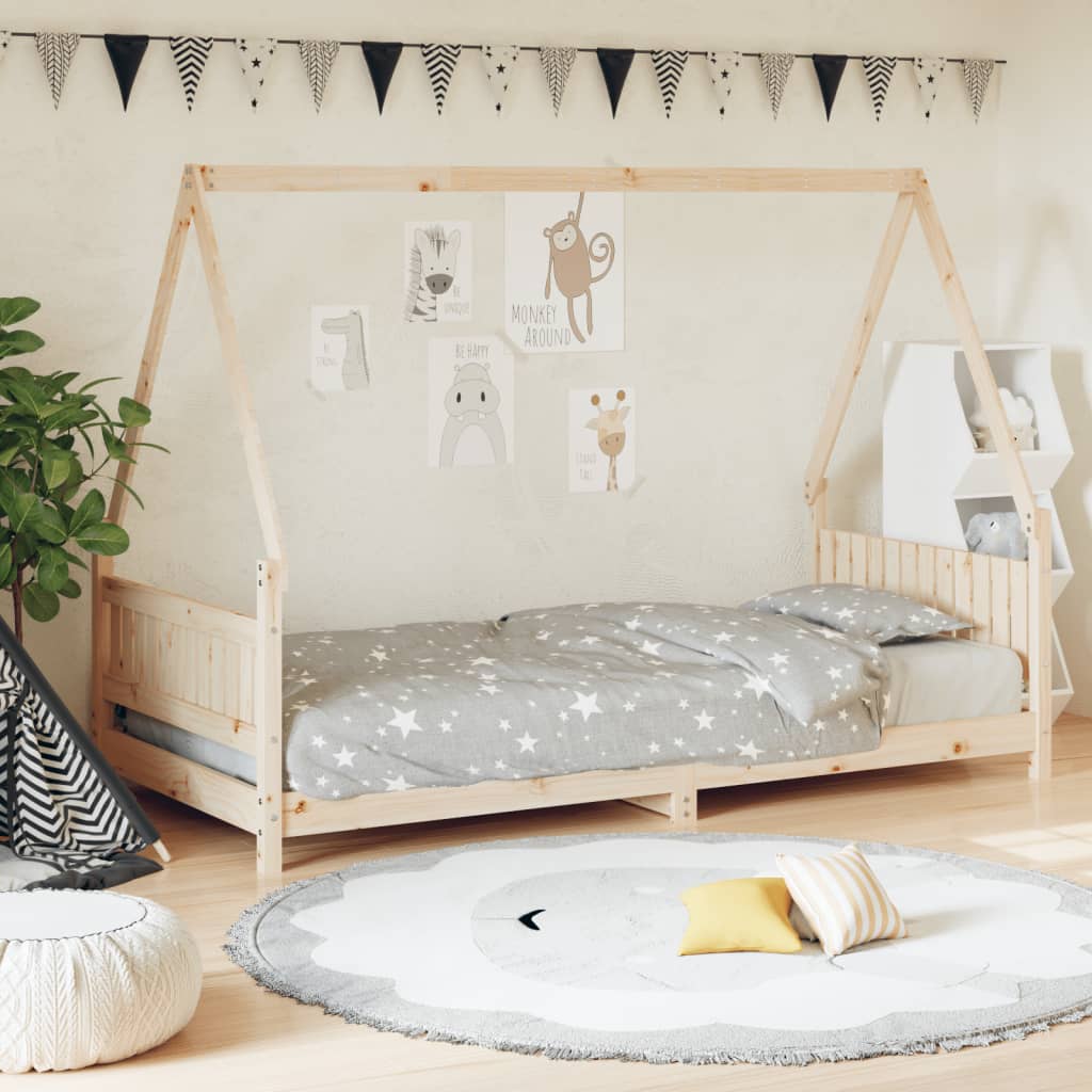 Solid Pine Wood Kids Bed Frame, 90x190 cm - Durable & Stylish