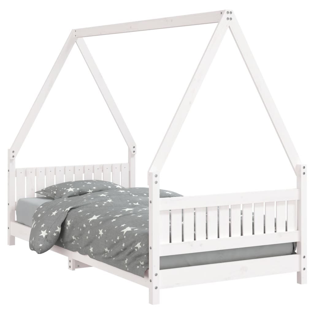 White Solid Pine Kids Bed Frame 90x190 cm - Durable & Stylish