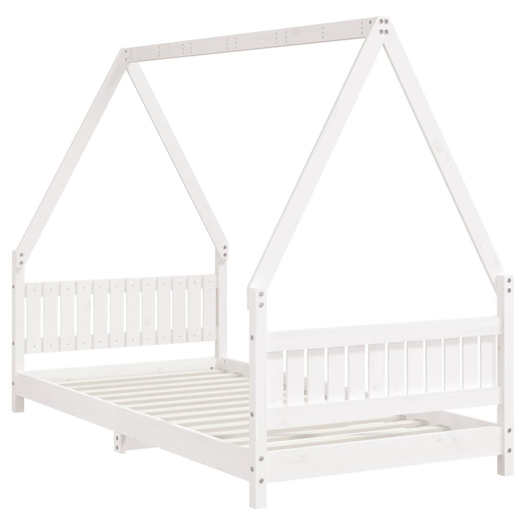 White Solid Pine Kids Bed Frame 90x190 cm - Durable & Stylish