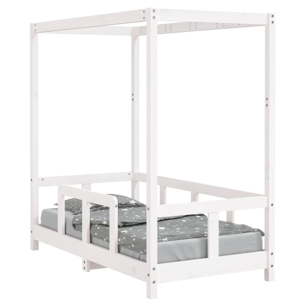 Solid Pine Kids Bed Frame, White 70x140 cm - Charming & Durable