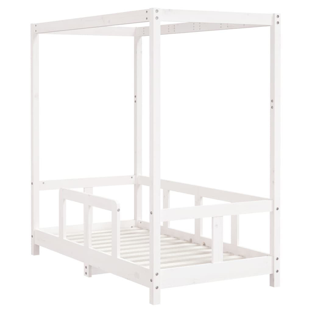 Solid Pine Kids Bed Frame, White 70x140 cm - Charming & Durable