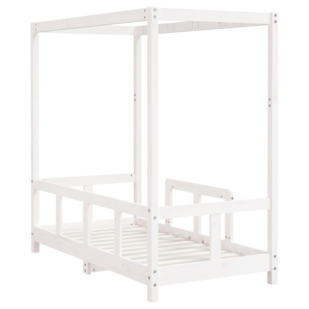 Solid Pine Kids Bed Frame, White 70x140 cm - Charming & Durable