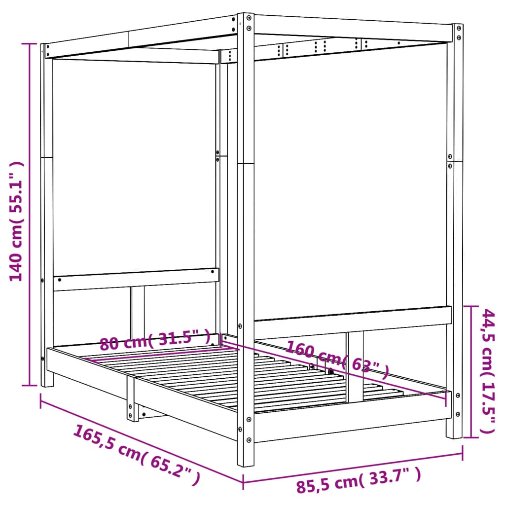 Solid Pine Kids Bed Frame 80x160 cm - Durable & Stylish