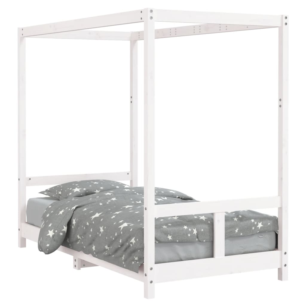 White Solid Pine Kids Bed Frame - 80x160 cm Durable Design
