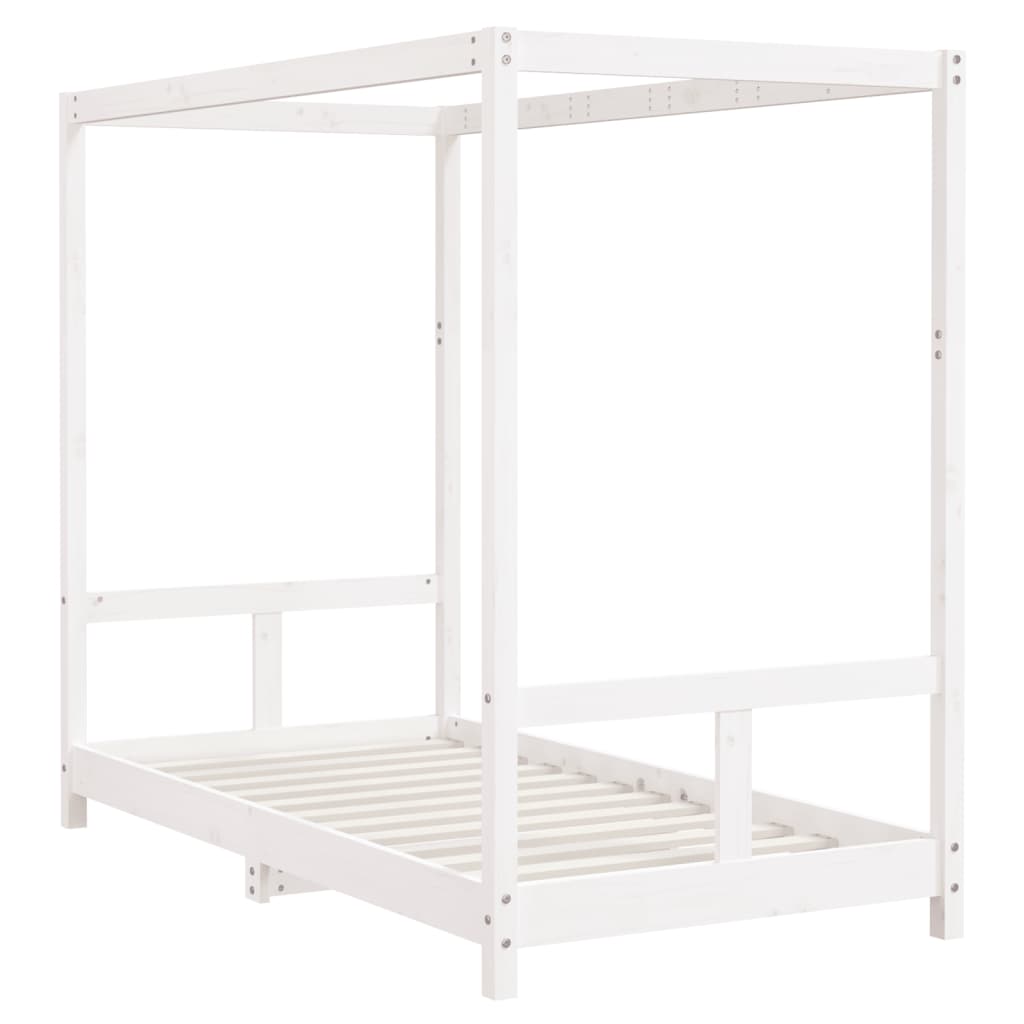 White Solid Pine Kids Bed Frame - 80x160 cm Durable Design