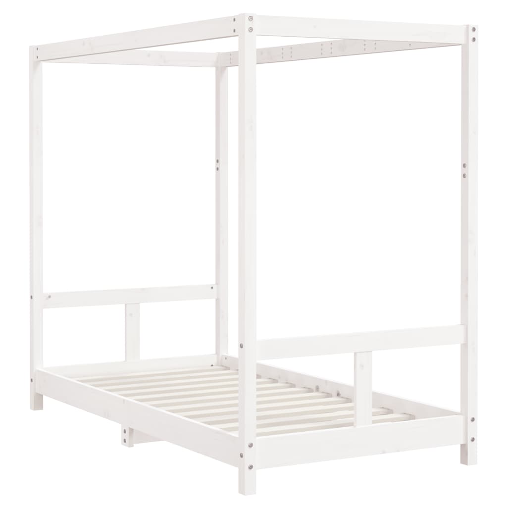 White Solid Pine Kids Bed Frame - 80x160 cm Durable Design