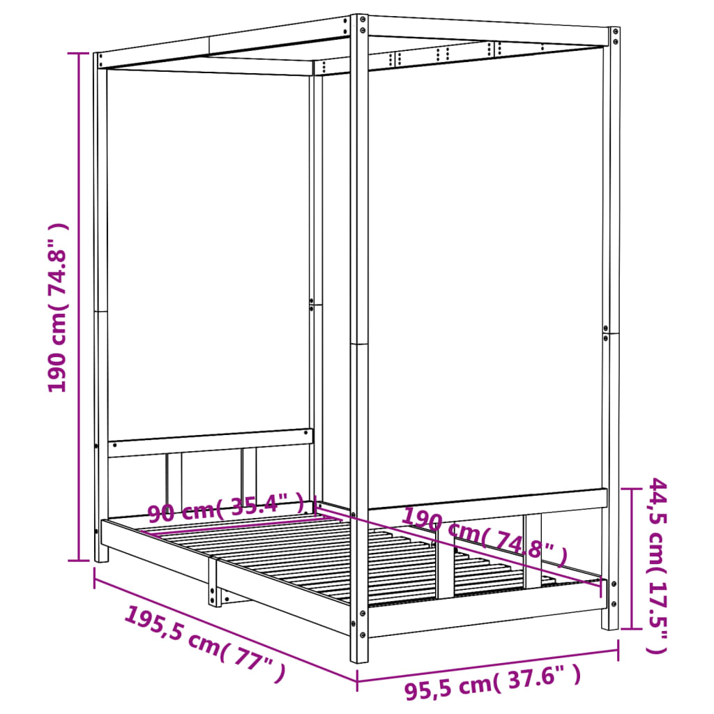 Solid Pine Kids Bed Frame 90x190 cm - Sturdy & Stylish Design