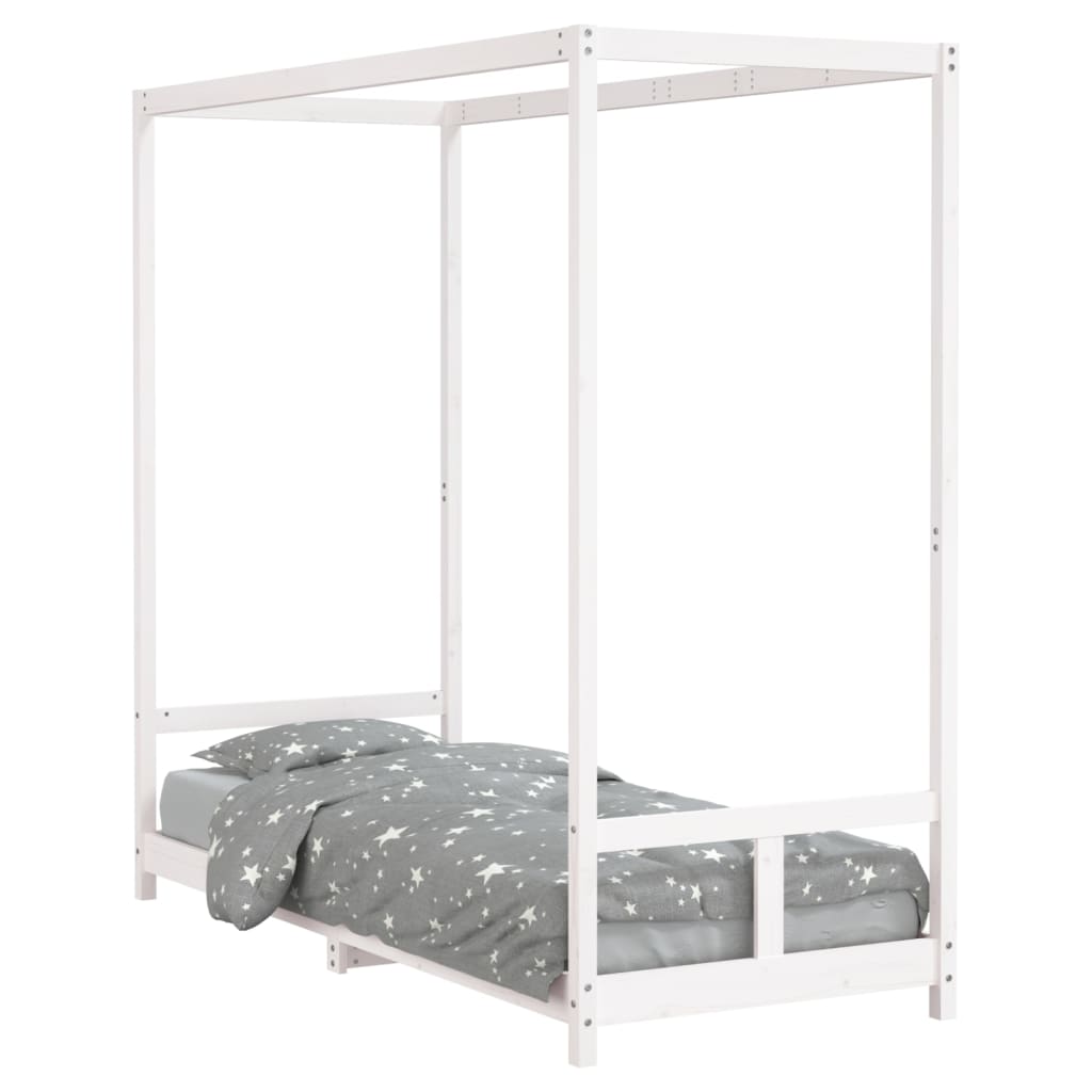 White Solid Pine Kids Bed Frame 80x200 cm - Durable & Stylish