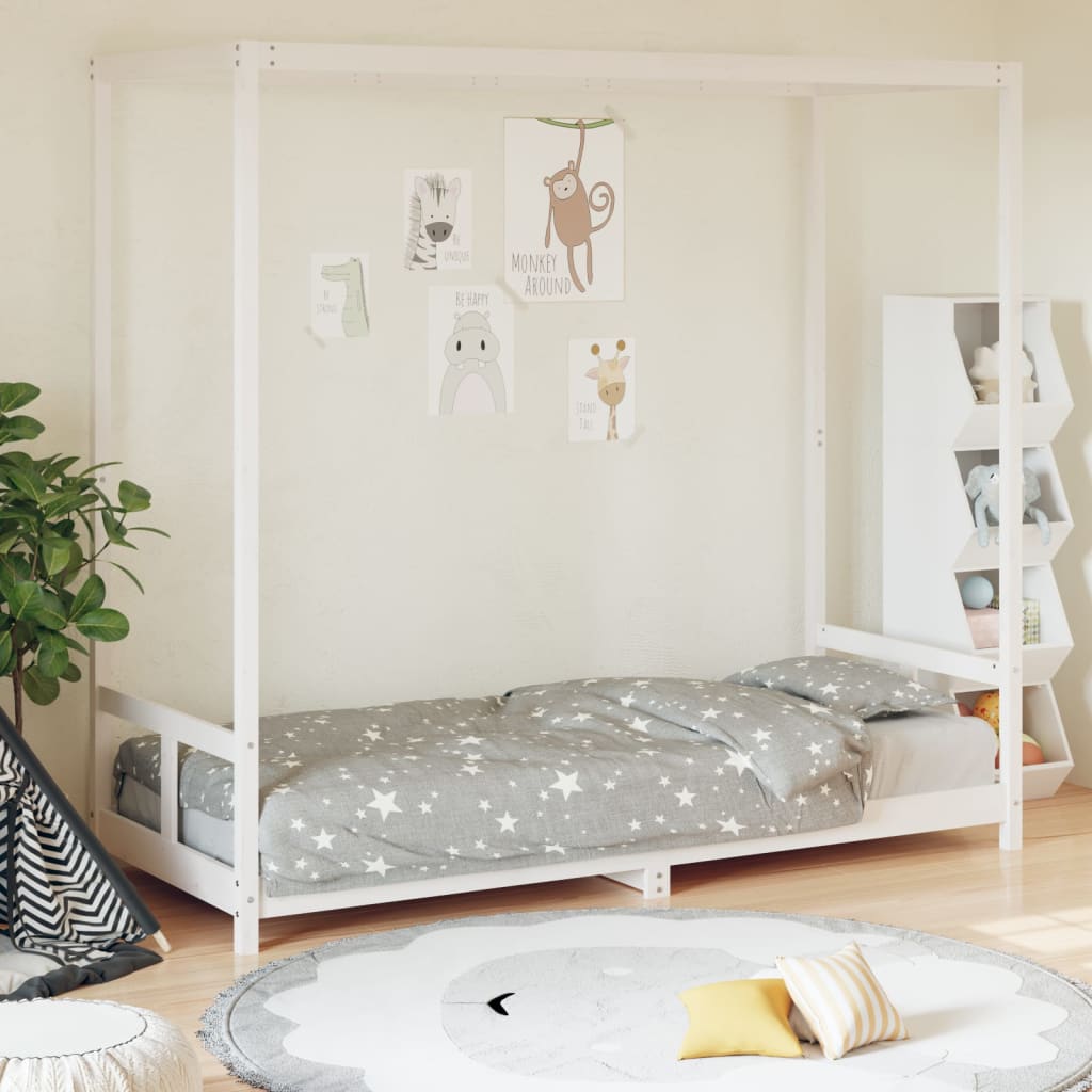 White Solid Pine Kids Bed Frame 80x200 cm - Durable & Stylish
