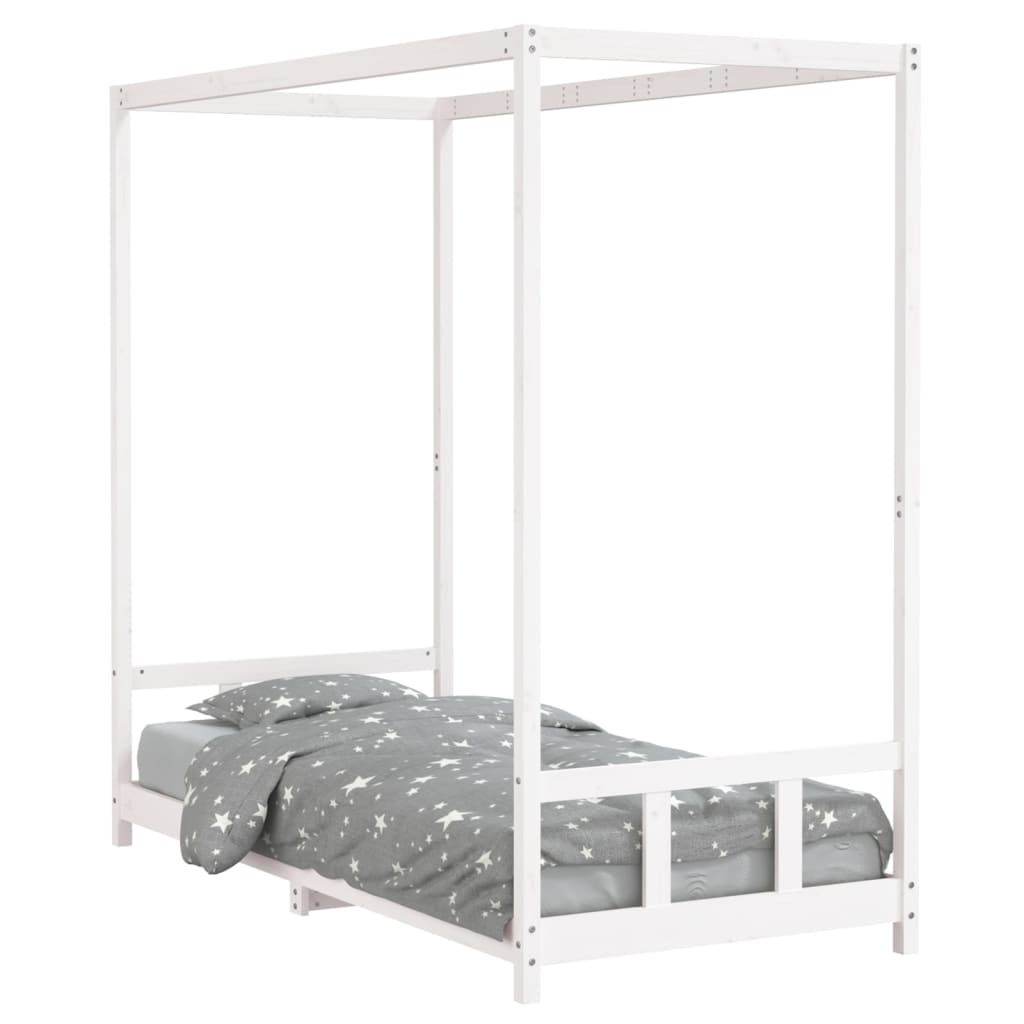 White Solid Pine Kids Bed Frame 90x200 cm - Durable & Stylish