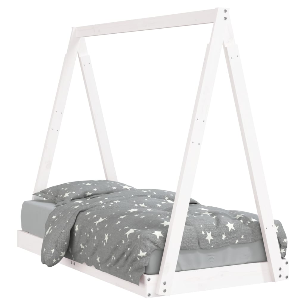 Kids Solid Pine Bed Frame, White 70x140 cm