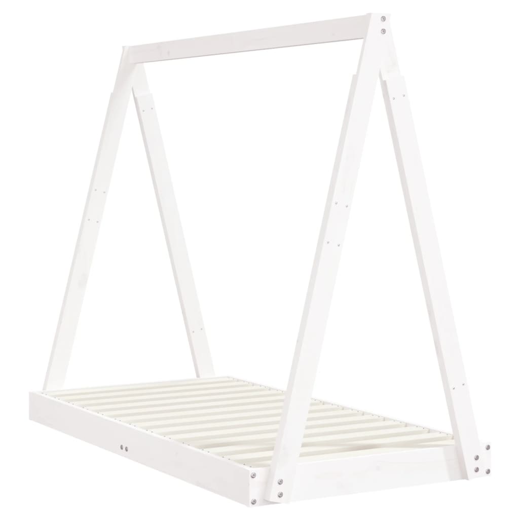 Kids Solid Pine Bed Frame, White 70x140 cm