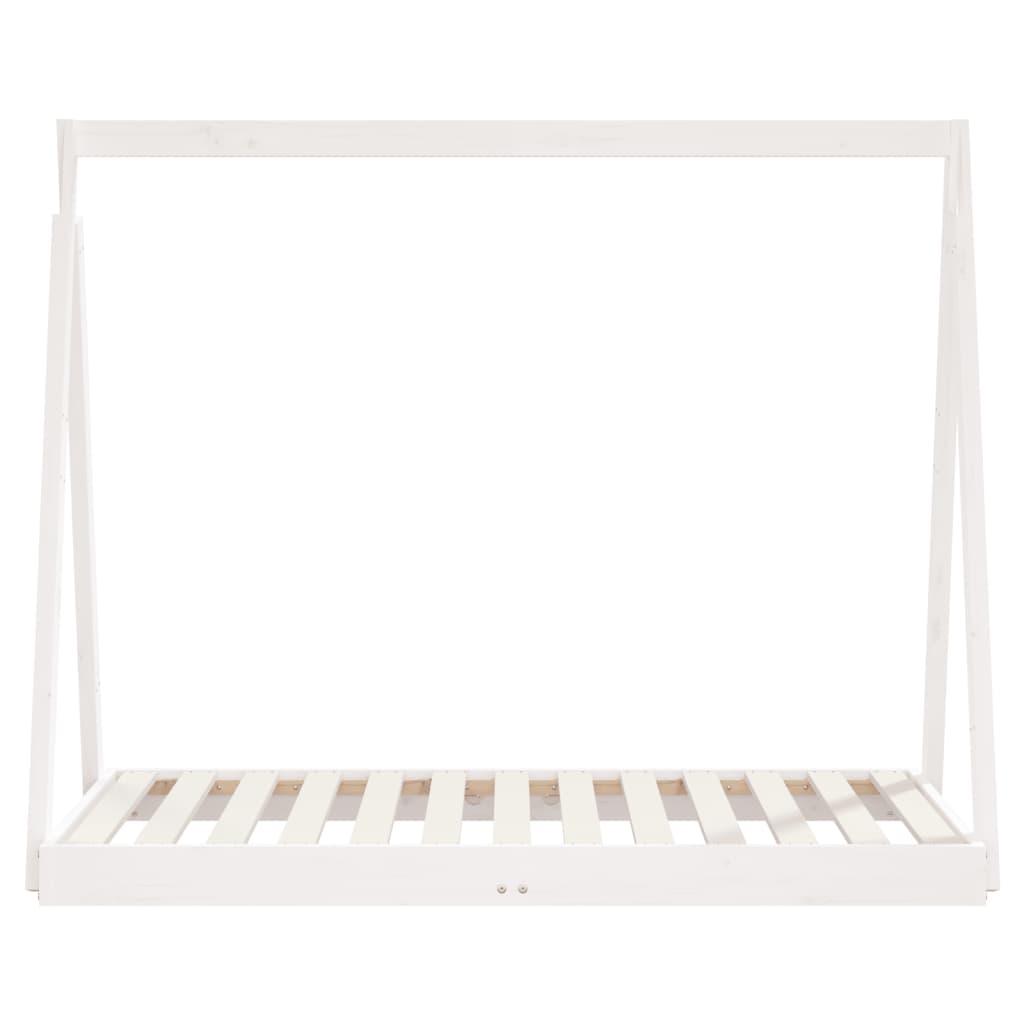 Kids Solid Pine Bed Frame, White 70x140 cm