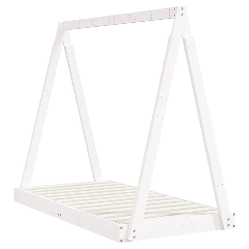 Kids Solid Pine Bed Frame, White 70x140 cm