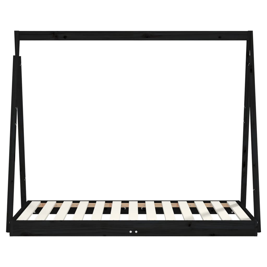 Solid Pine Kids Bed Frame, Black 70x140 cm