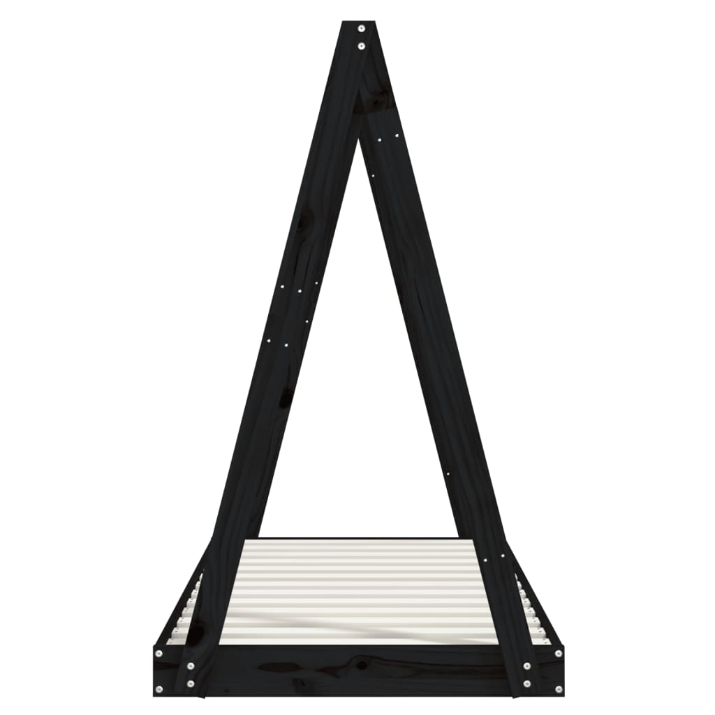 Solid Pine Kids Bed Frame, Black 70x140 cm