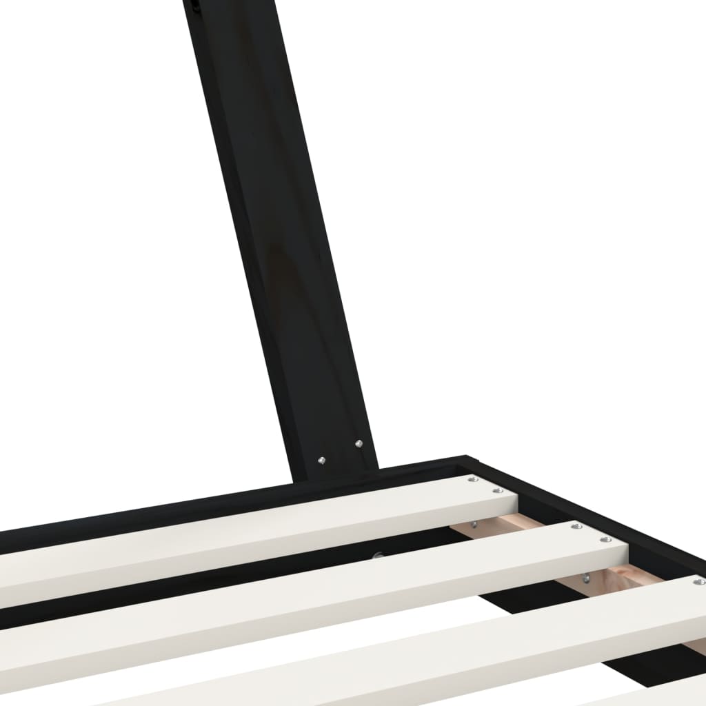 Solid Pine Kids Bed Frame, Black 70x140 cm