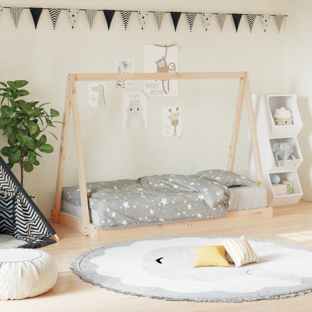 Solid Pine Wood Kids Bed Frame – 80x160 cm Durable Design