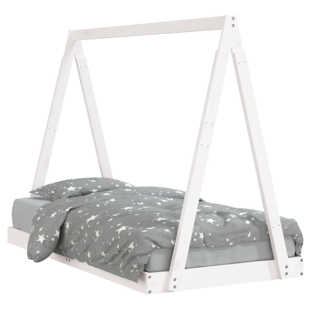 Solid Pine Kids Bed Frame - White, 80x160 cm
