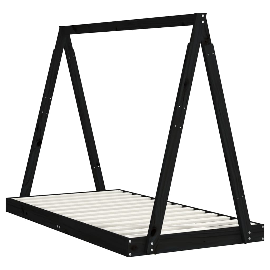 Solid Pine Kids Bed Frame - Black 80x160 cm