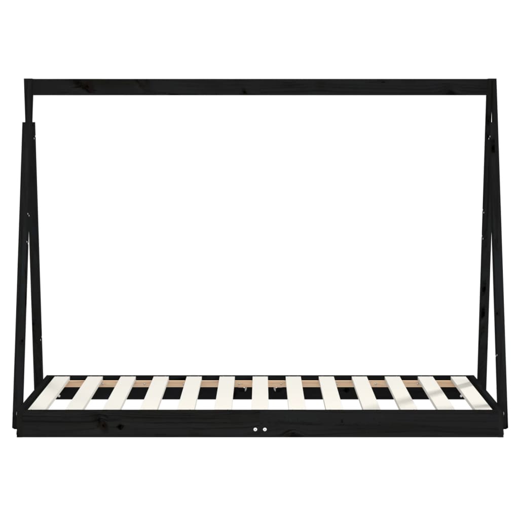 Solid Pine Kids Bed Frame - Black 80x160 cm