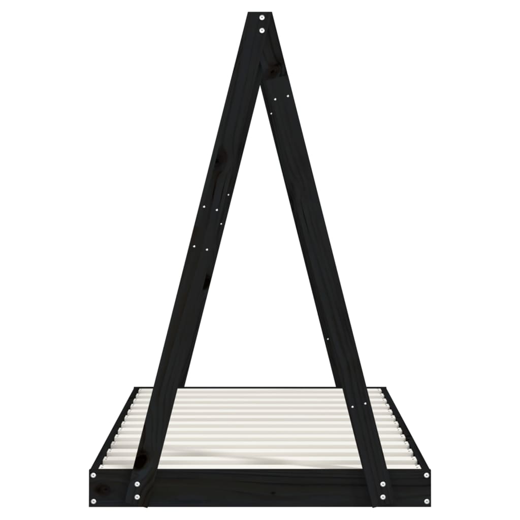 Solid Pine Kids Bed Frame - Black 80x160 cm