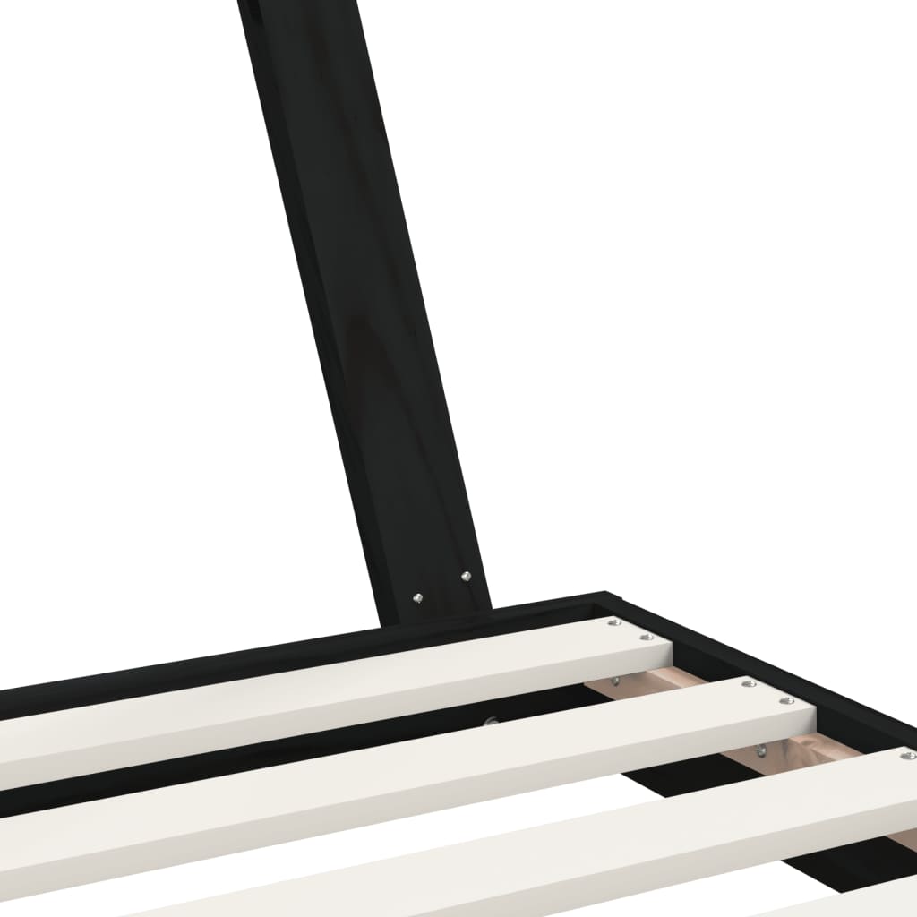 Solid Pine Kids Bed Frame - Black 80x160 cm