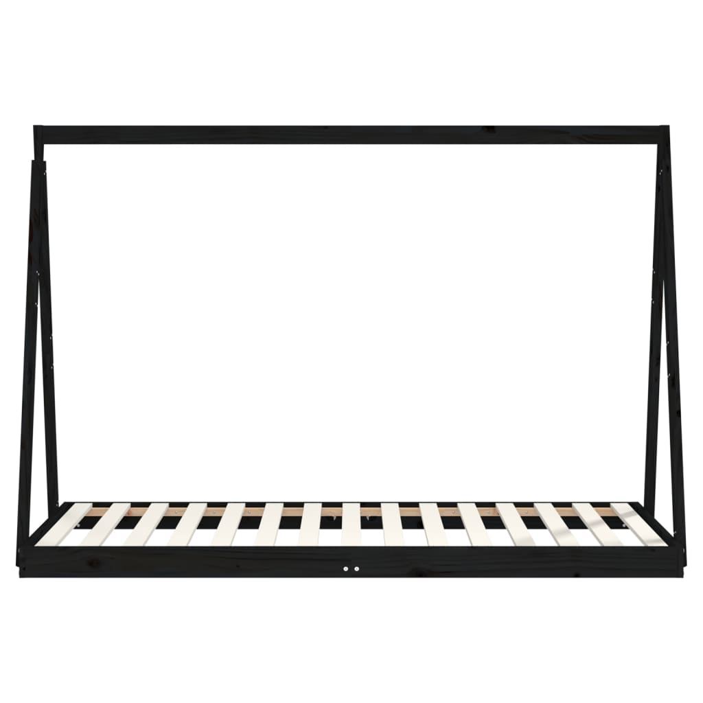 Solid Pine Kids Bed Frame - Black, 90x190 cm