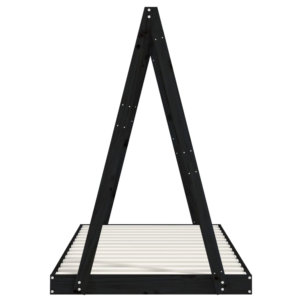 Solid Pine Kids Bed Frame - Black, 90x190 cm