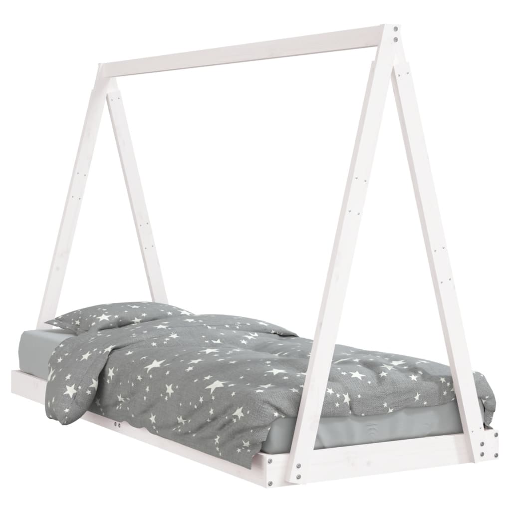 Solid Pine Kids Bed Frame - White, 80x200 cm