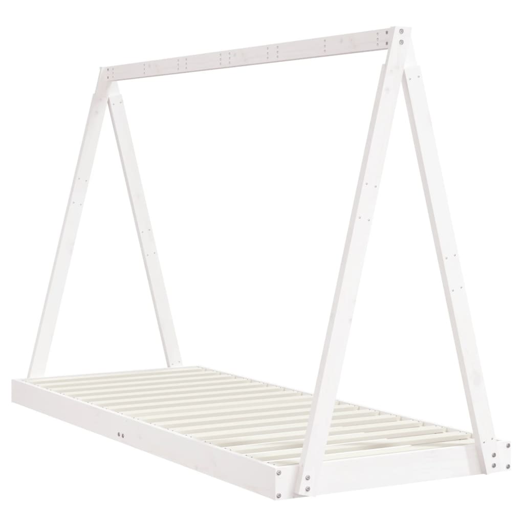 Solid Pine Kids Bed Frame - White, 80x200 cm