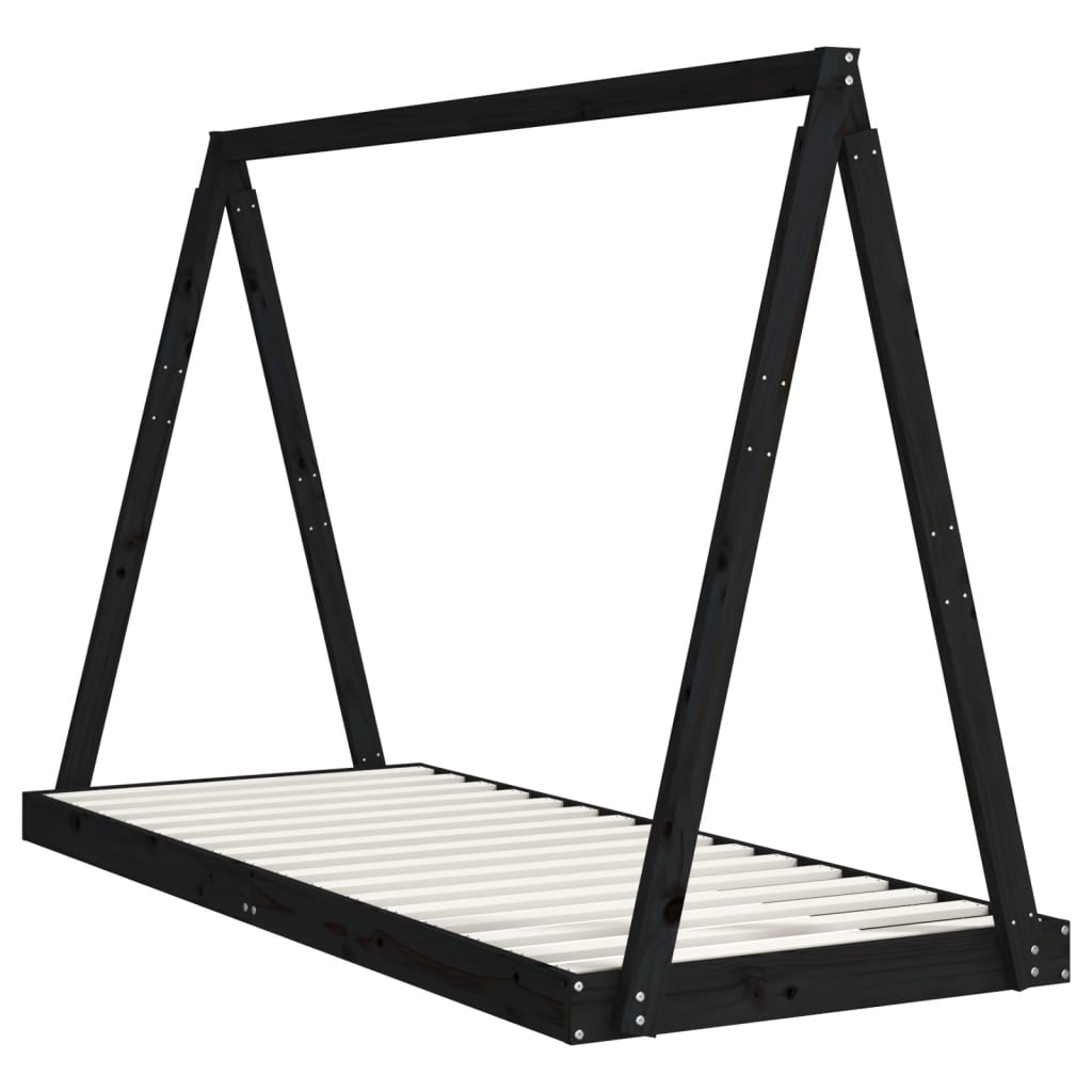 Solid Pine Kids Bed Frame - Black 80x200 cm