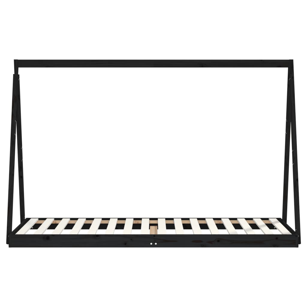 Solid Pine Kids Bed Frame - Black 80x200 cm