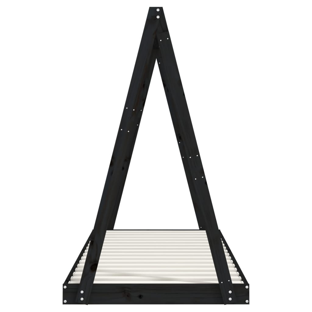 Solid Pine Kids Bed Frame - Black 80x200 cm