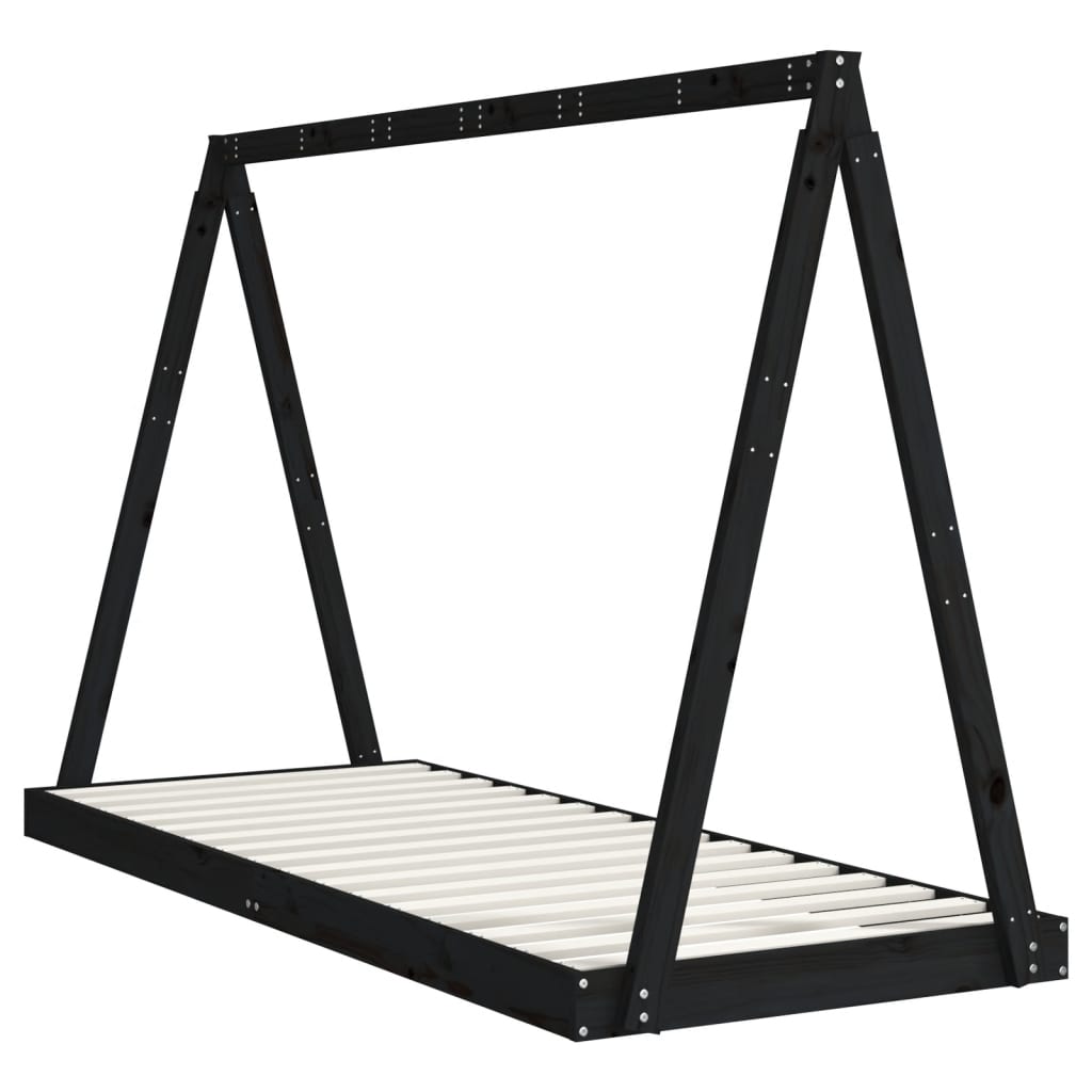 Solid Pine Kids Bed Frame - Black 80x200 cm