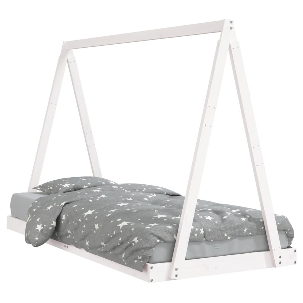 White Solid Pine Kids Bed Frame 90x200 cm - Durable & Stylish