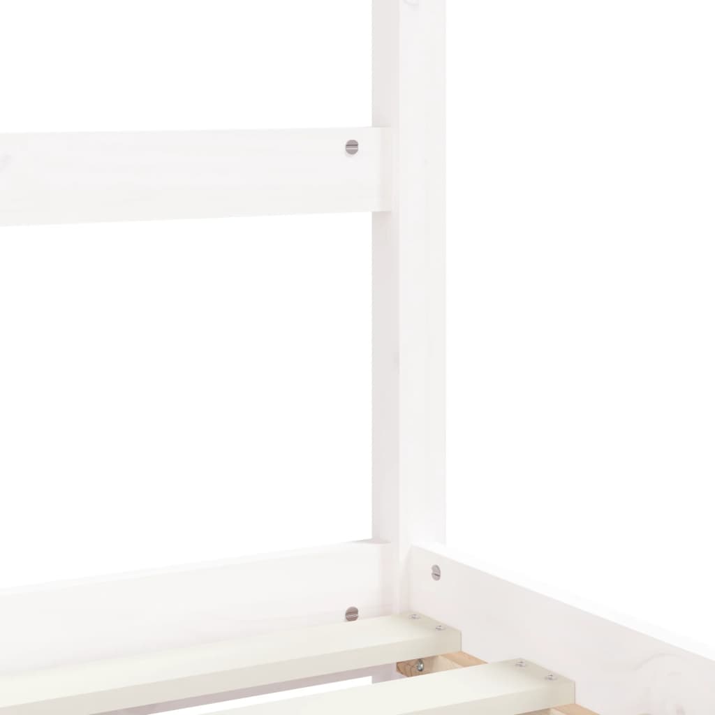 White Solid Pine Kids Bed Frame with Drawers 80x200 cm