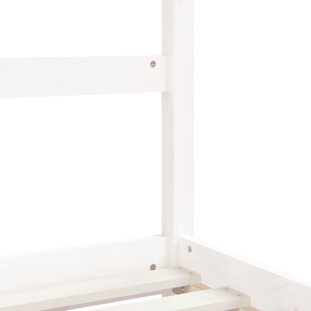 White Solid Pine Kids Bed Frame with Drawers - 90x200 cm