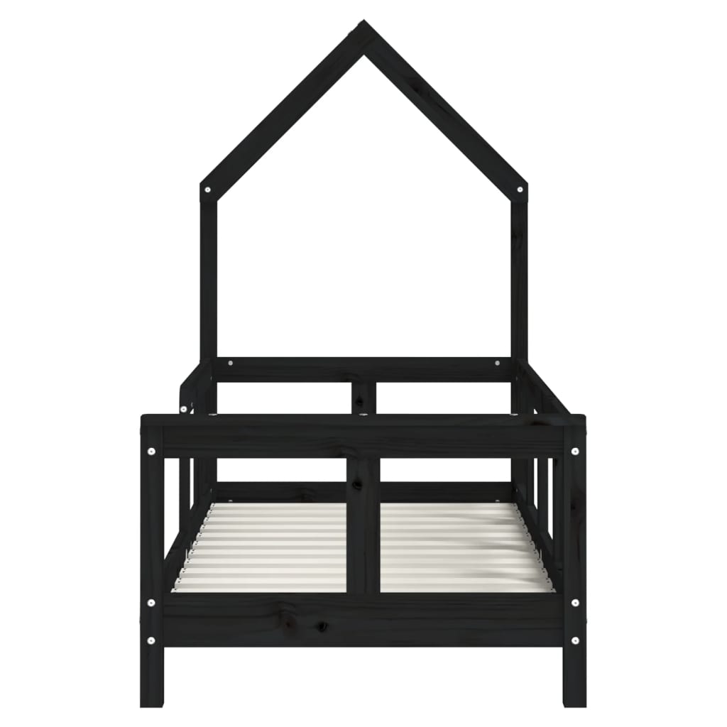Solid Pine Kids Bed Frame - Black 70x140 cm