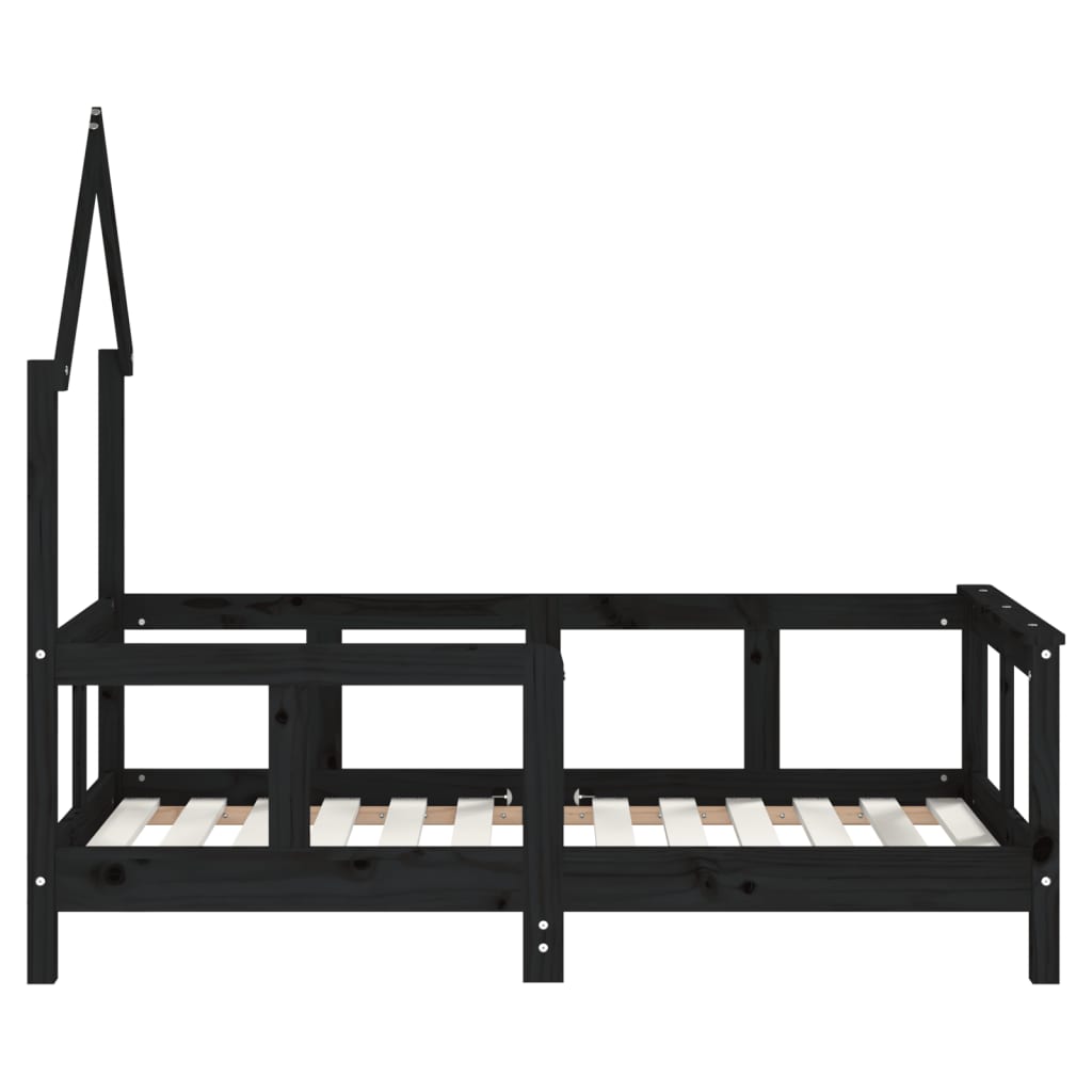 Solid Pine Kids Bed Frame - Black 70x140 cm