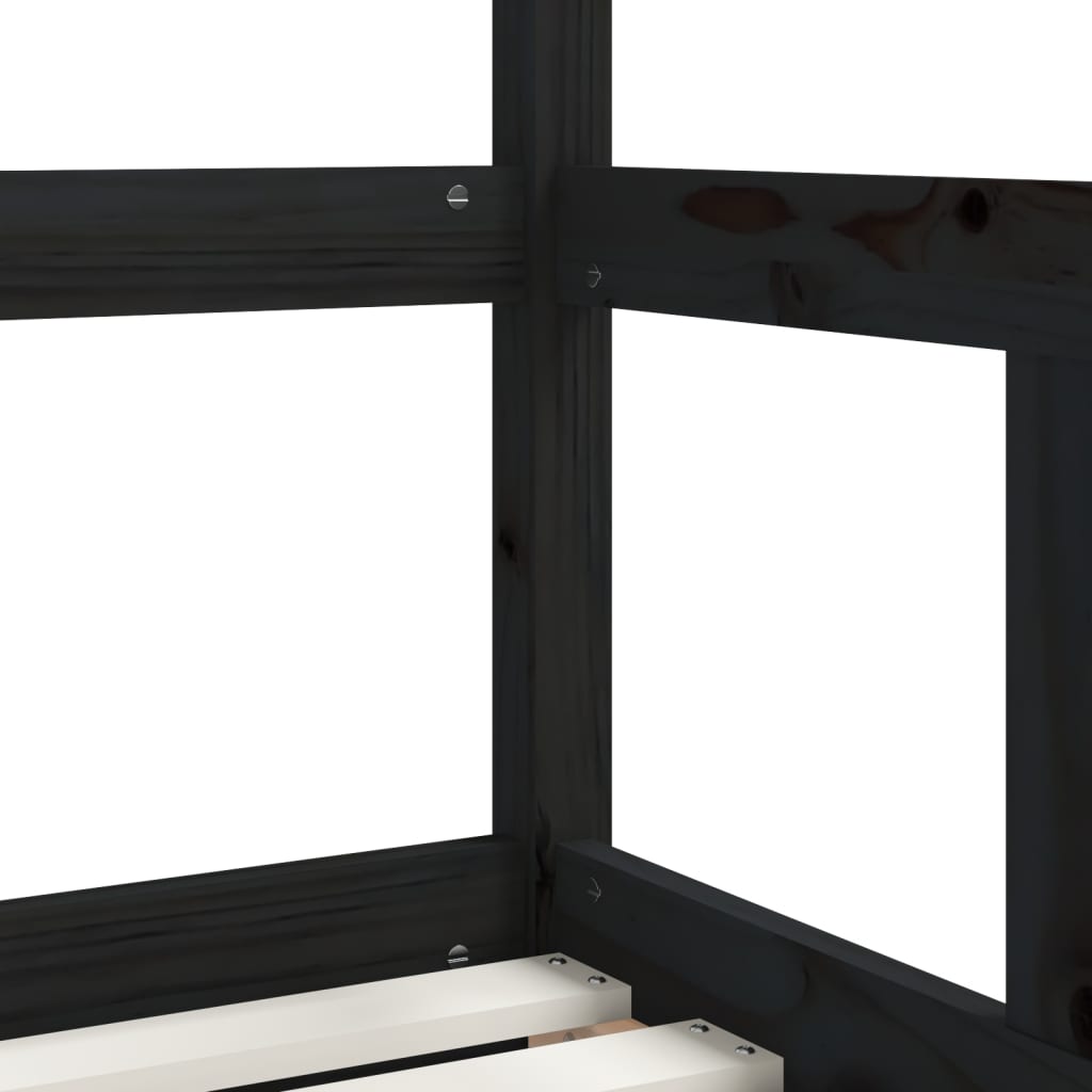 Solid Pine Kids Bed Frame - Black 70x140 cm