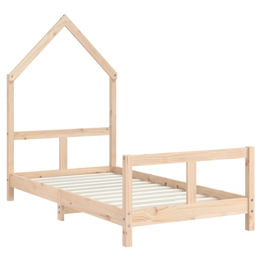 Solid Pine Kids Bed Frame 80x160 cm - Natural Wood Finish