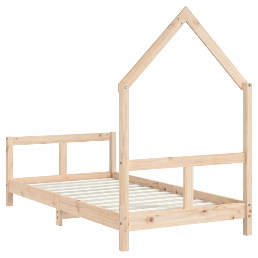 Solid Pine Kids Bed Frame 80x160 cm - Natural Wood Finish