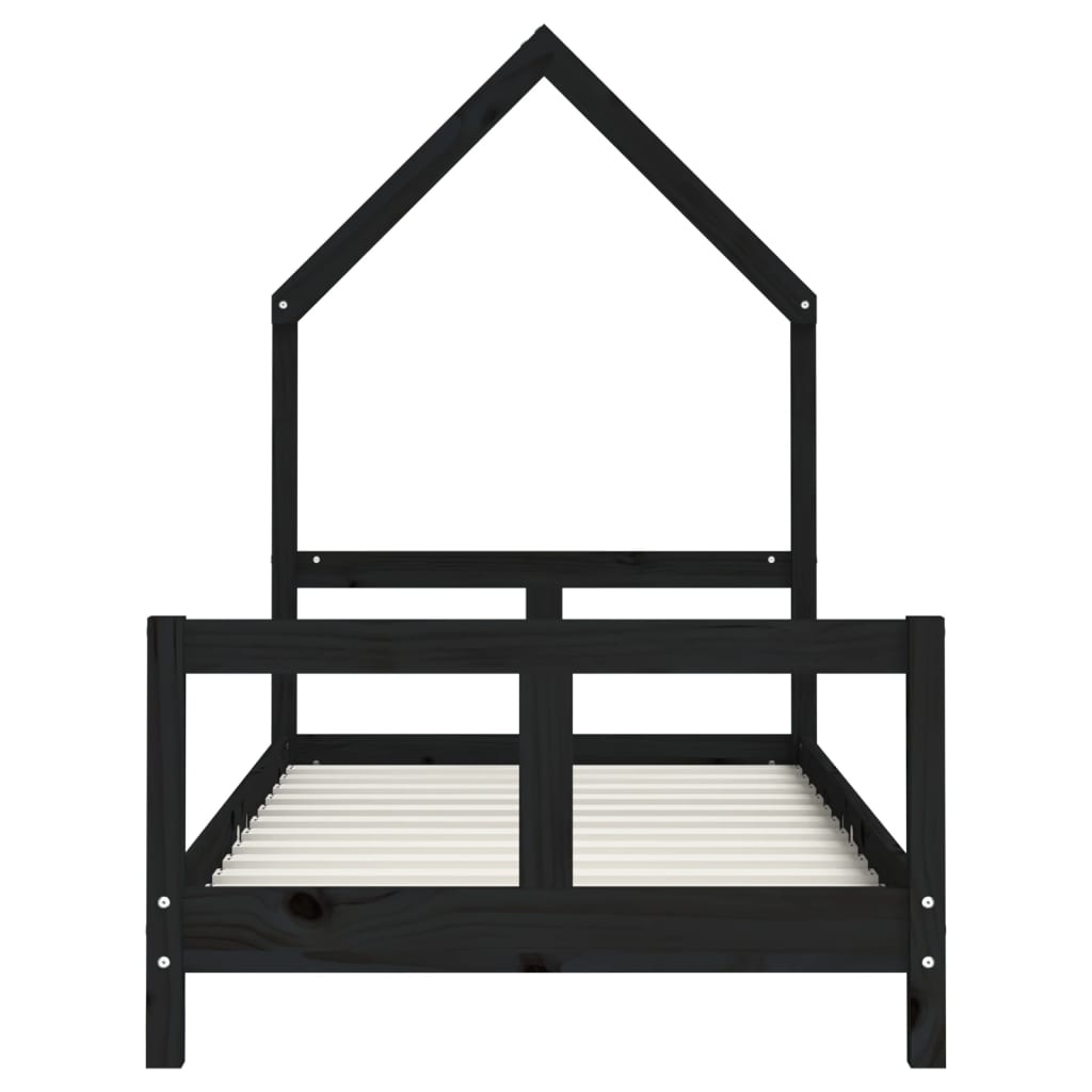 Solid Pine Kids Bed Frame - Black 80x160 cm
